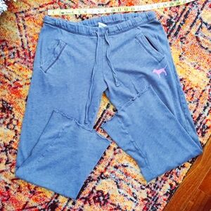 Blue Joggers with Pink Logo